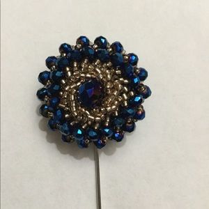 Beaded and rhinestone Lapel/Hat pin 3.5”